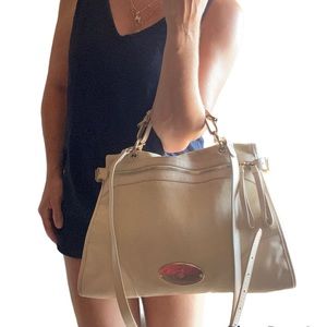 Authentic Mulberry cream leather two way cross body leather purse bag